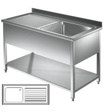 Lavatoio con pannellatura - gocciolatoio dx Prof 700 L 110 - 1 vasca