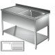 Lavatoio con pannellatura - gocciolatoio dx Prof 700 L 130 - 1 vasca