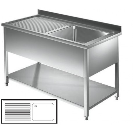 Lavatoio con pannellatura - gocciolatoio sx Prof 700 L 120 - 1 vasca