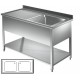 Lavatoio con pannellatura goc. dx - Prof 600 L 150 - 2 vasche