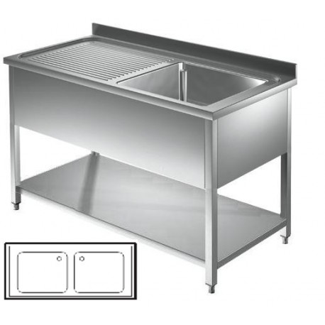Lavatoio con pannellatura goc. dx - Prof 600 L 180 - 2 vasche