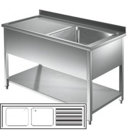 Lavatoio con pannellatura goc. dx - Prof 700 L 160 - 2 vasche