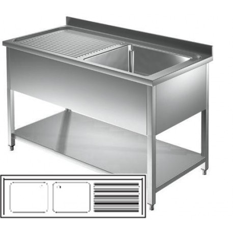 Lavatoio con pannellatura goc. dx - Prof 700 L 160 - 2 vasche
