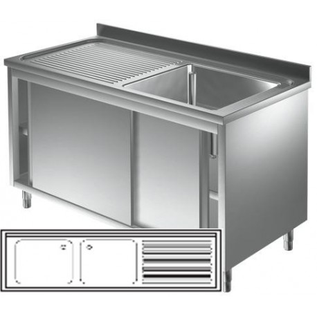 Lavatoio armadiato goc. dx - Prof 600 L 150 - 2 vasche