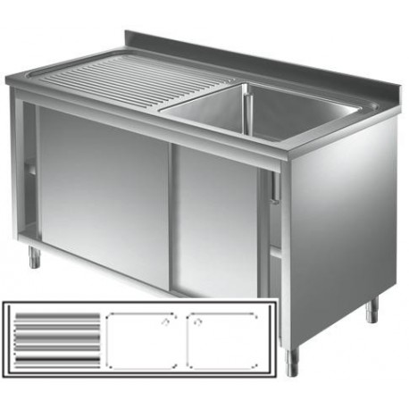 Lavatoio armadiato goc. sx - Prof 600 L 180 - 2 vasche