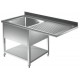 Lavatoio pannellato con vano lavastoviglie 1 goc. dx - Prof 700 L 130 - 1 vasca