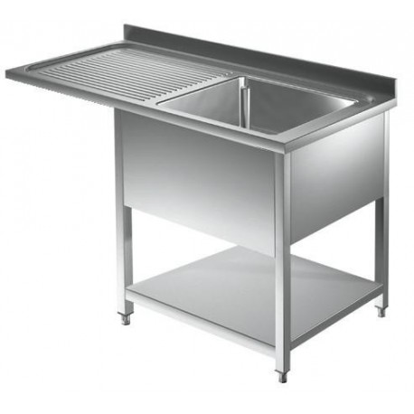 Lavatoio pannellato con vano lavastoviglie 1 goc. sx - Prof 600 L 120 - 1 vasca