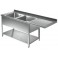 Lavatoio pannellato con vano lavastoviglie 1 goc. dx - Prof 700 L 190 - 2 vasche