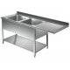 Lavatoio pannellato con vano lavastoviglie 1 goc. dx - Prof 700 L 210 - 2 vasche