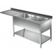 Lavatoio pannellato con vano lavastoviglie 1 goc. sx - Prof 600 L 180 - 2 vasche