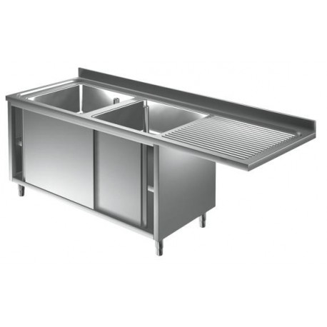 Lavatoio armadiato con vano lavastoviglie 1 goc. dx - Prof 700 L 160 - 2 vasche