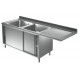 Lavatoio armadiato con vano lavastoviglie 1 goc. dx - Prof 700 L 170 - 2 vasche
