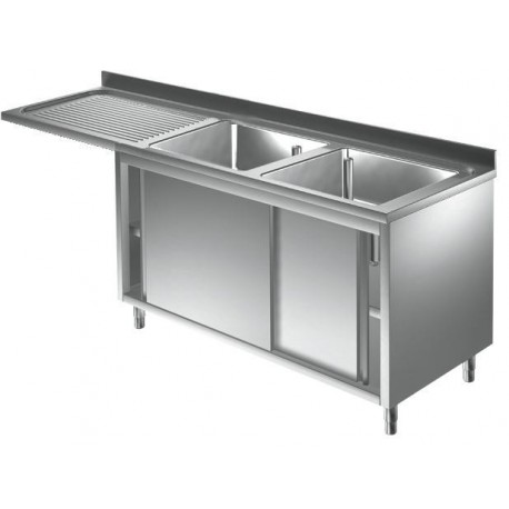 Lavatoio armadiato con vano lavastoviglie 1 goc. sx - Prof 700 L 160 - 2 vasche