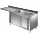 Lavatoio armadiato con vano lavastoviglie 1 goc. sx - Prof 700 L 210 - 2 vasche