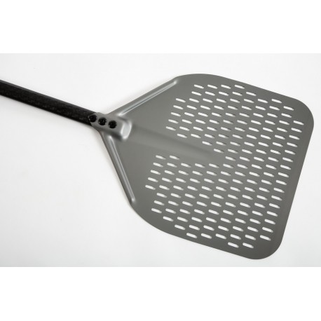 ala pizza alluminio forata rettang. 33x33 cm, manico in carbonio