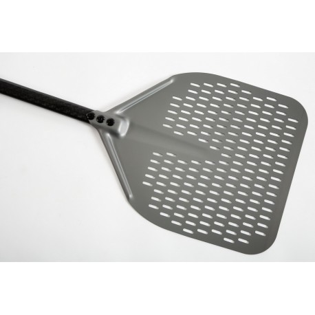 ala pizza alluminio forata rettang. 33x33 cm, manico in carbonio